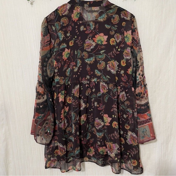 Soft Surroundings TOP ONLY Icon Asteria Sheer Top Varenna Plum M Medium - Picture 5 of 6